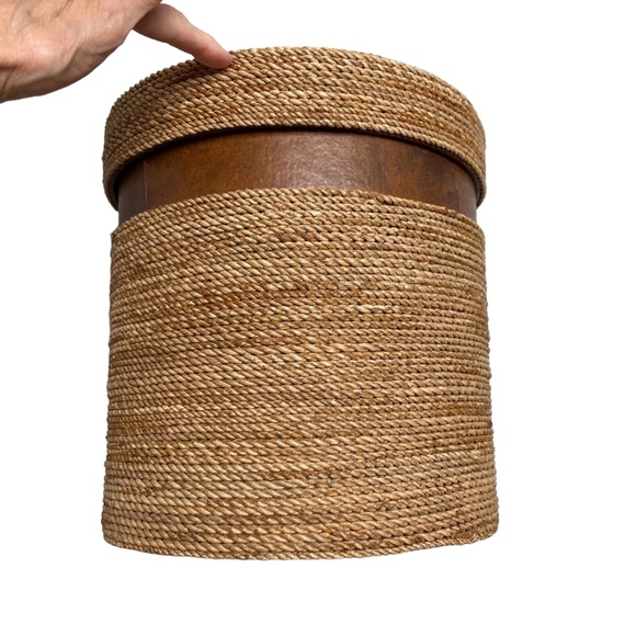 home decor 3 nesting baskets w/ lids containers jute 11" 9" 7" handmade organize - Picture 5 of 16